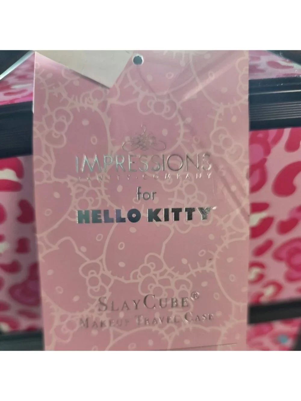 Hello Kitty Makeup Travel Case Impressions Vanity Co. Pink Leopard NWT
